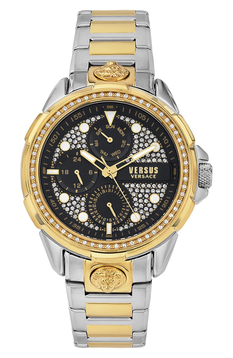 VERSUS Versace 6E Arrondissement Crystal Multifunction Bracelet Watch, 46mm, Main, color,