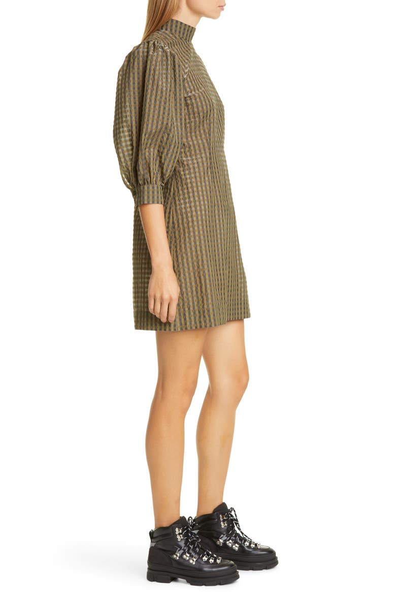 Short Check Seersucker Dress, Alternate, color, KALAMATA