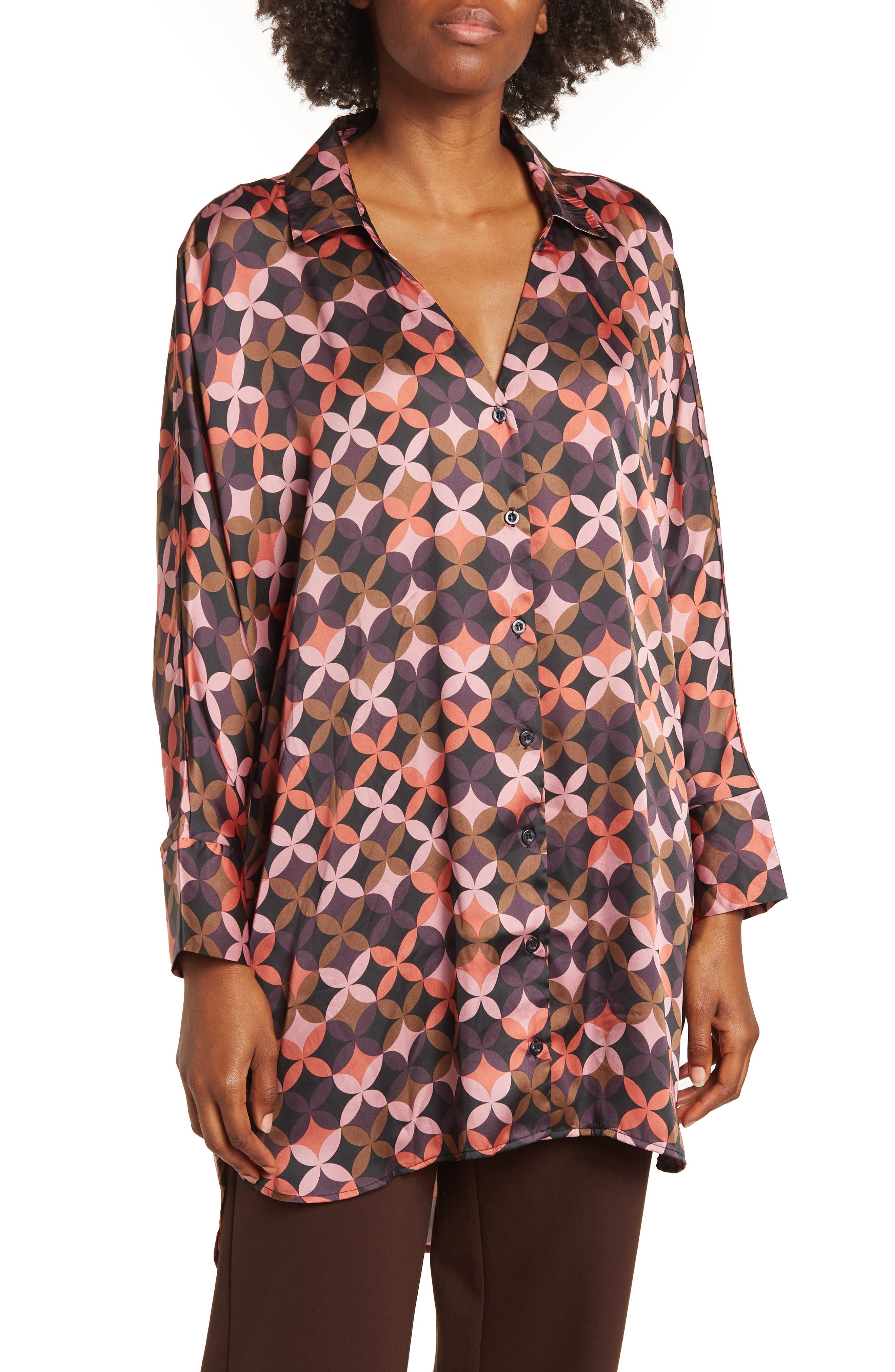 BY DESIGN Marissa Collared Poly Silk Tunic