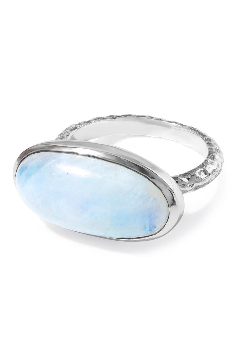 Oval Rainbow Moonstone Bezel Ring, Alternate, color, BLUE