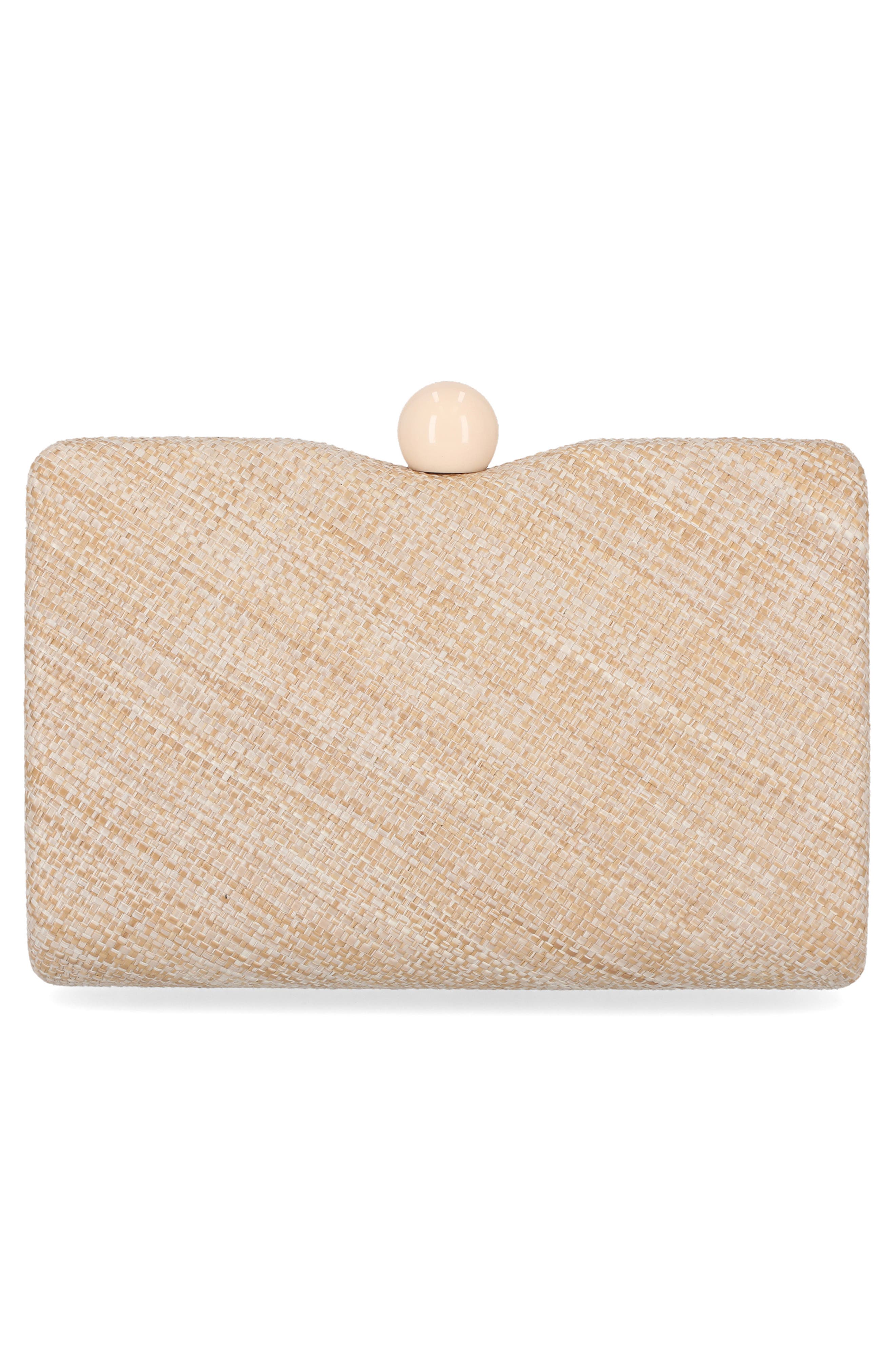 Jessica McClintock Evalee Raffia Frame Clutch, Alternate, color, 