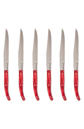 Fortessa Provencal 6-piece Serrated Steak Knife Set In Red