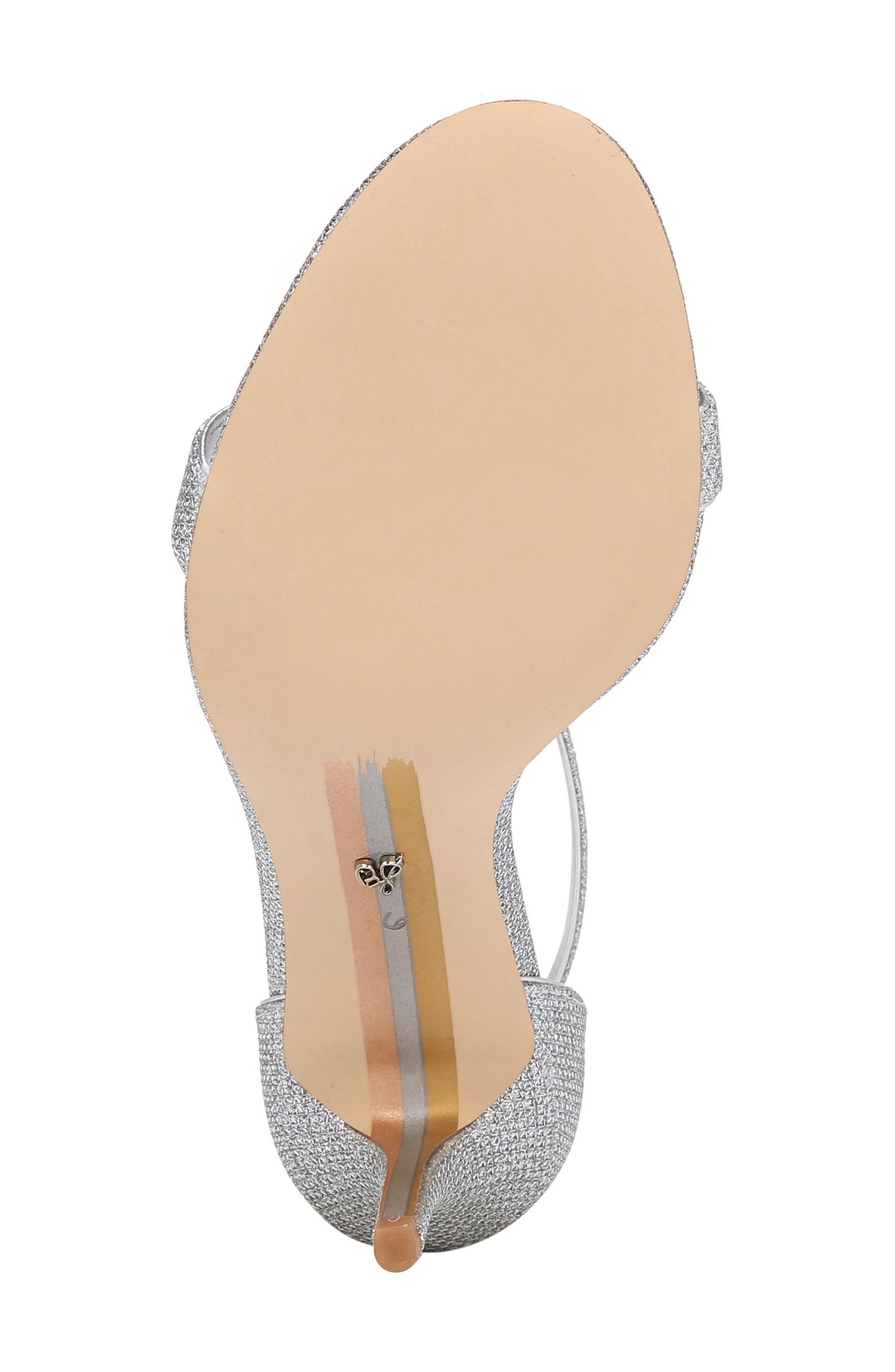 'Patti' Ankle Strap Sandal, Alternate, color, SOFT SILVER FABRIC