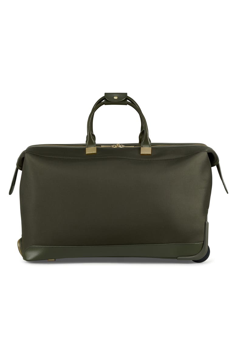 Albany Softside Rolling Leather & Twill Weekend Bag, Alternate, color, OLIVE