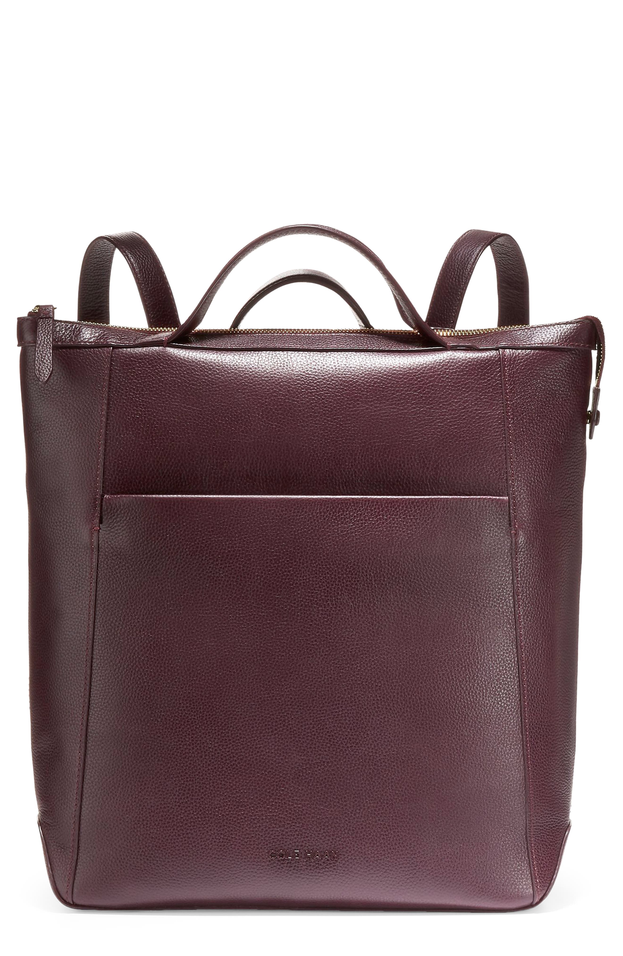 Cole Haan Grand Ambition Leather Convertible Backpack, Main, color, 