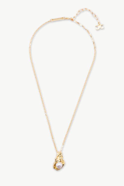 Classicharms Nyla Molten Freshwater Pearl Pendant Necklace In Gold