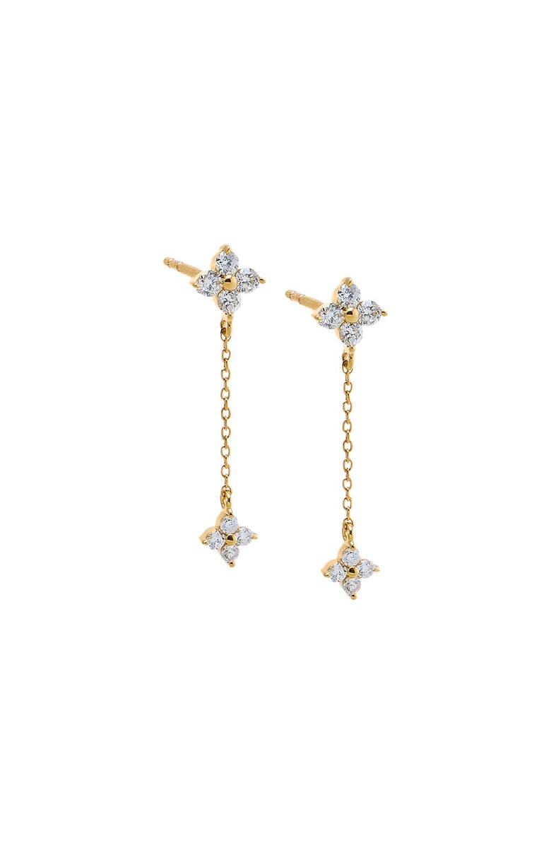 BY ADINA EDEN Floral Diamond Chain Drop Earrings 14K, Main, color, 14K Gold
