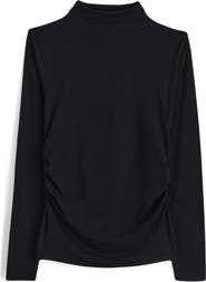 Madewell Ruched Mock Neck Long Sleeve Top
