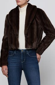 L'AGENCE Davy Crop Faux Fur Jacket