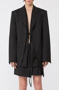 SPORTMAX Divina Pinstripe Stretch Wool Blend Inset Front Jacket