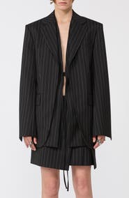 SPORTMAX Divina Pinstripe Stretch Wool Blend Inset Front Jacket
