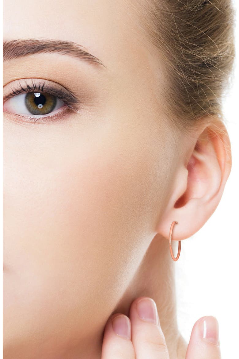 14K Gold Hoop Earrings, 20mm, Alternate, color, ROSE