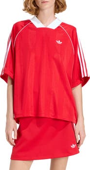 adidas 3-Stripes Jacquard V-Neck Top