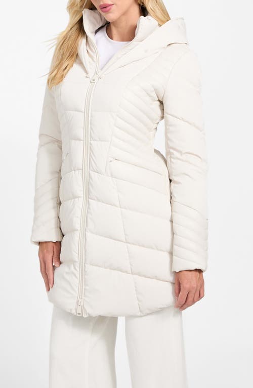 Guess New Oxana Mixed Media Puffer Coat In White