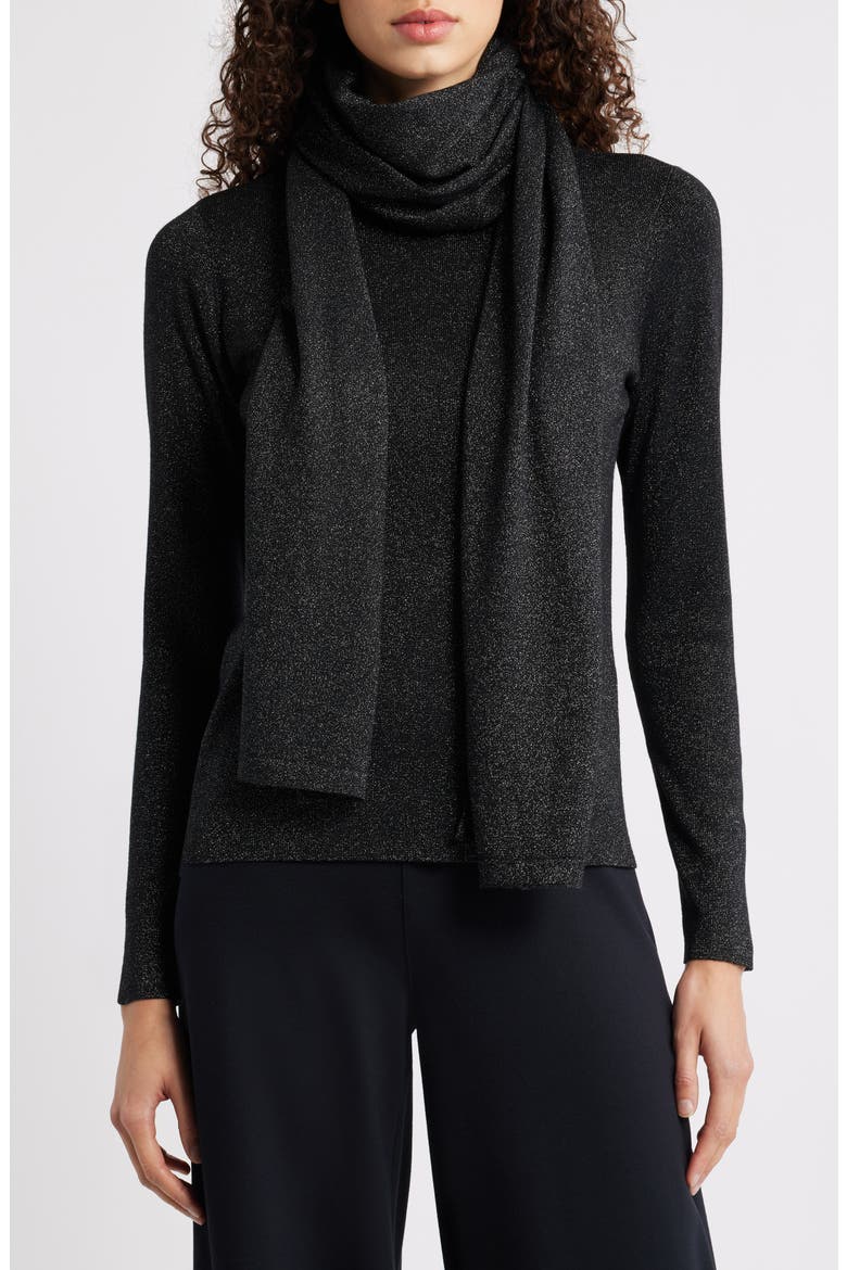 Shimmer Merino Wool Blend Scarf, Main, color, BLACK