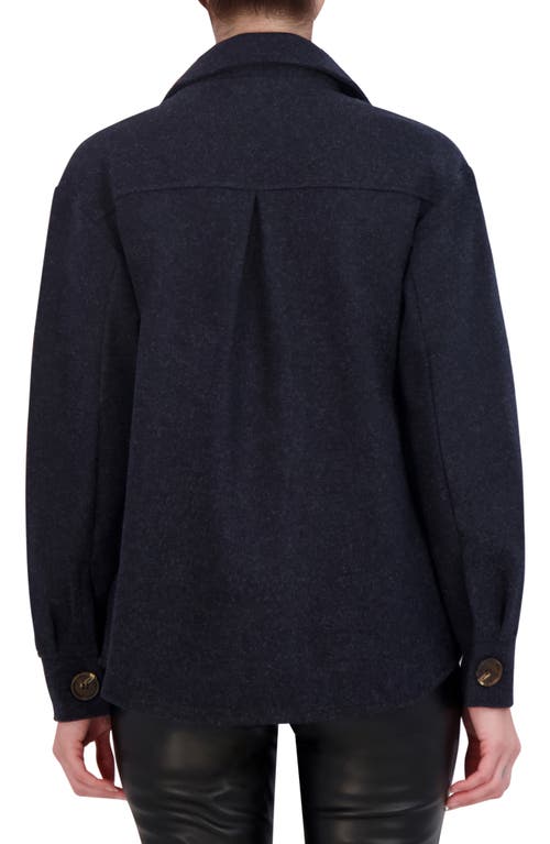 Ookie & Lala Faux Wool Shacket In Midnight Navy