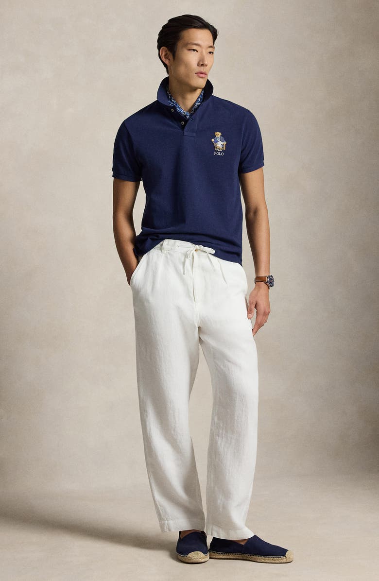 Polo Ralph Lauren Polo Bear Slim Fit Cotton Mesh Polo, Alternate, color, Newport Bear- Newport Navy