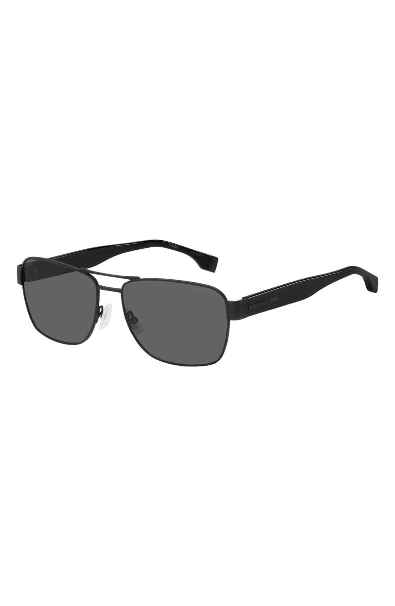 BOSS 60mm Polarized Rectangular Sunglasses, Alternate, color, 