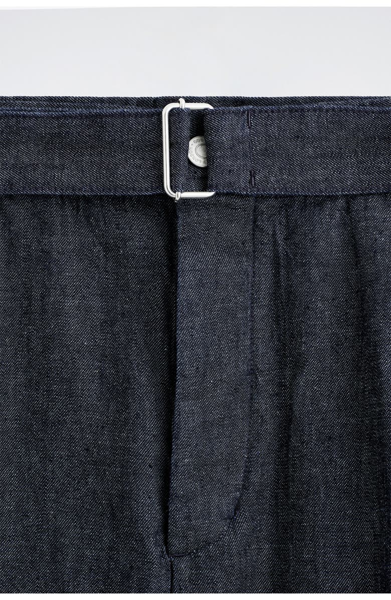 COS Belted Wide-Leg Denim Shorts, Alternate, color, Indigo