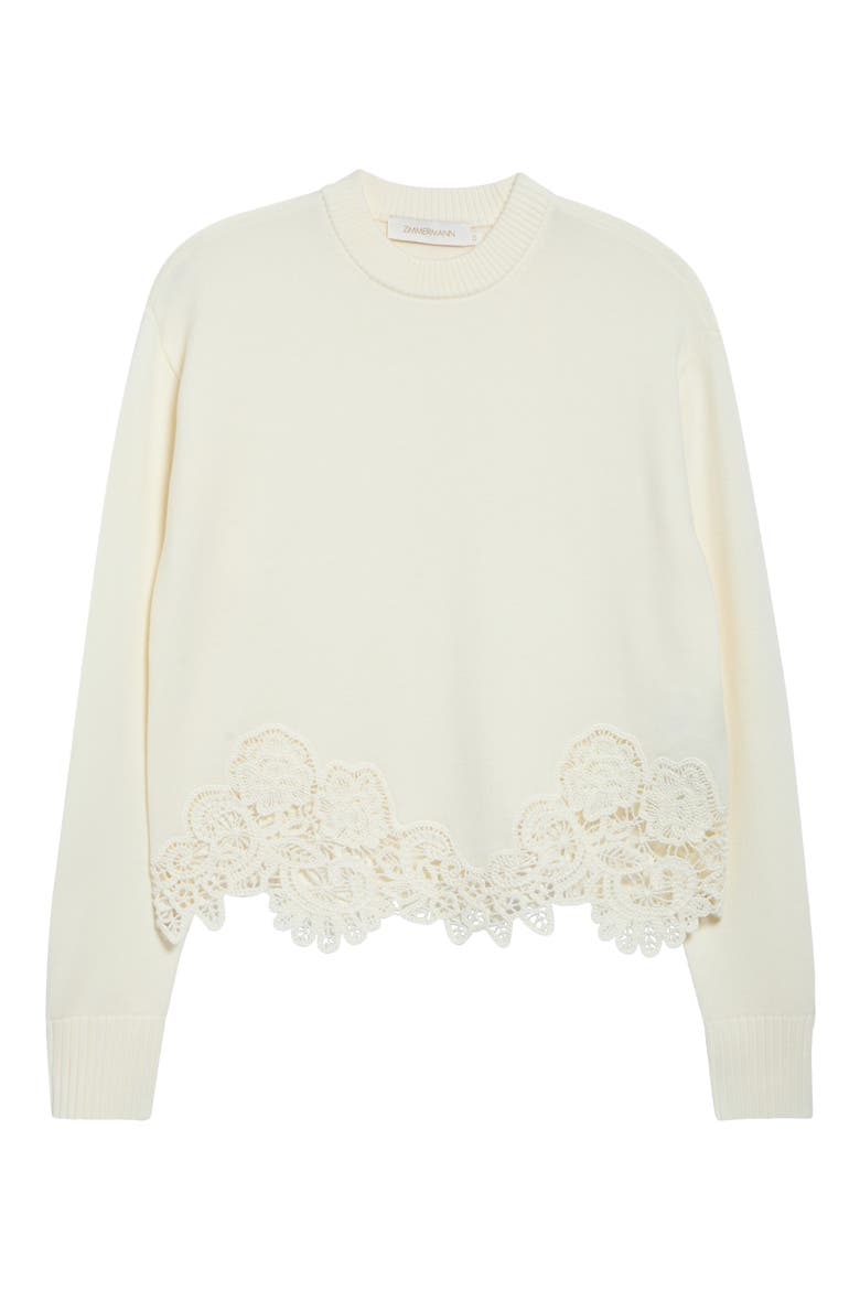 Valiant Lacy Trim Merino Wool Sweater, Main, color, CREAM
