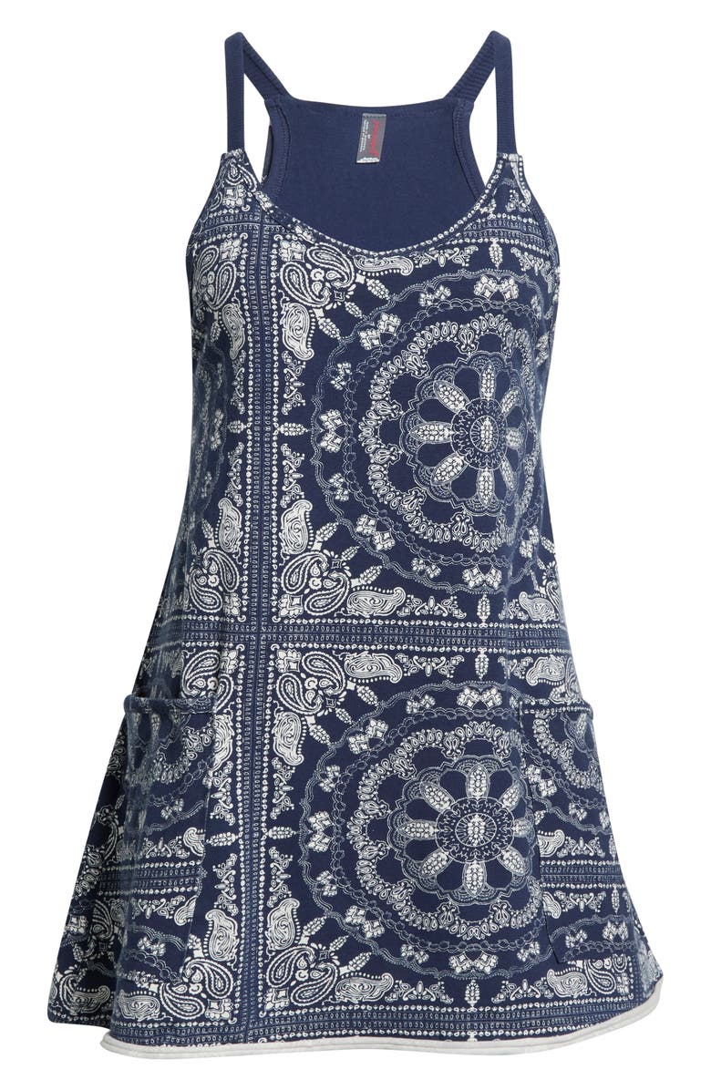 Free People FP Movement Hot Shot Print Stretch Cotton Tank Minidress, Main, color, Bandana Navy Combo