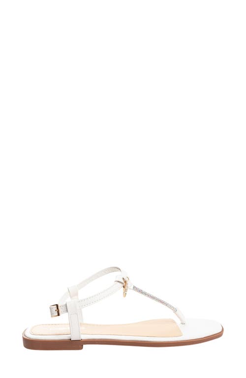 Bebe Rhinestone T-strap Sandal In White