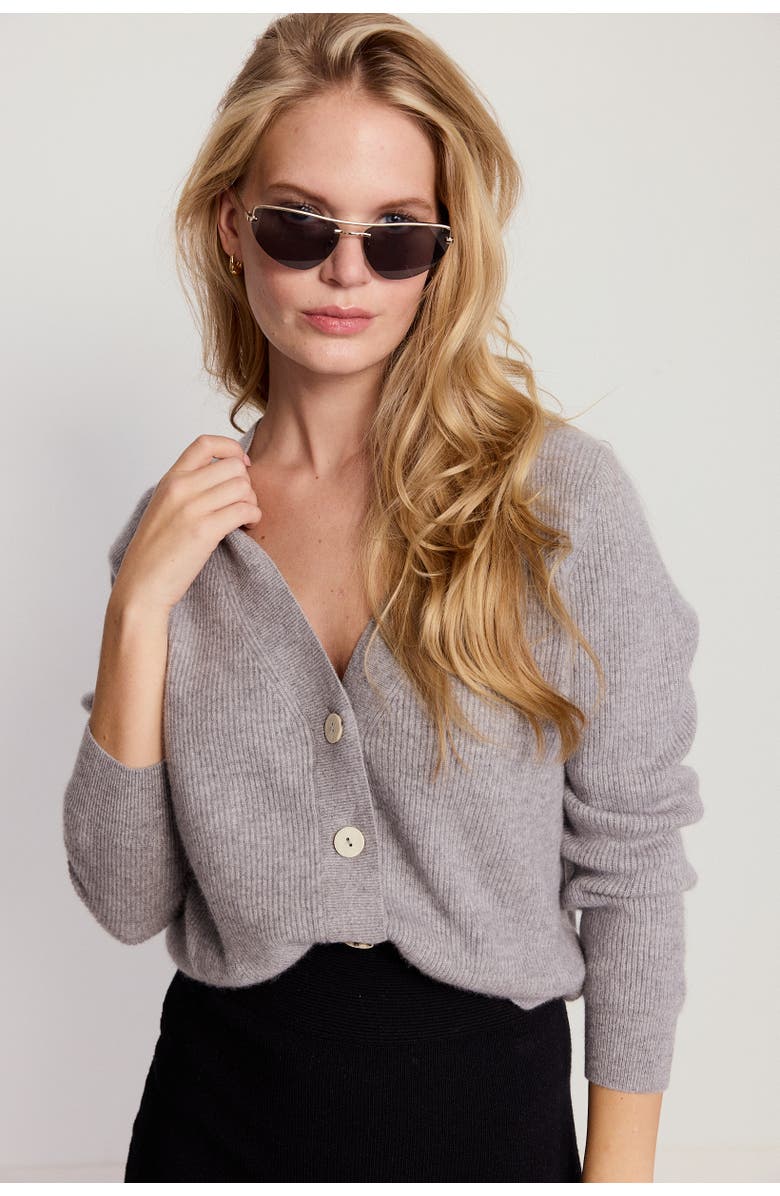 The Shirt by Rochelle Behrens The Cashmere V-Neck Sweater, Main, color, Heather Grey