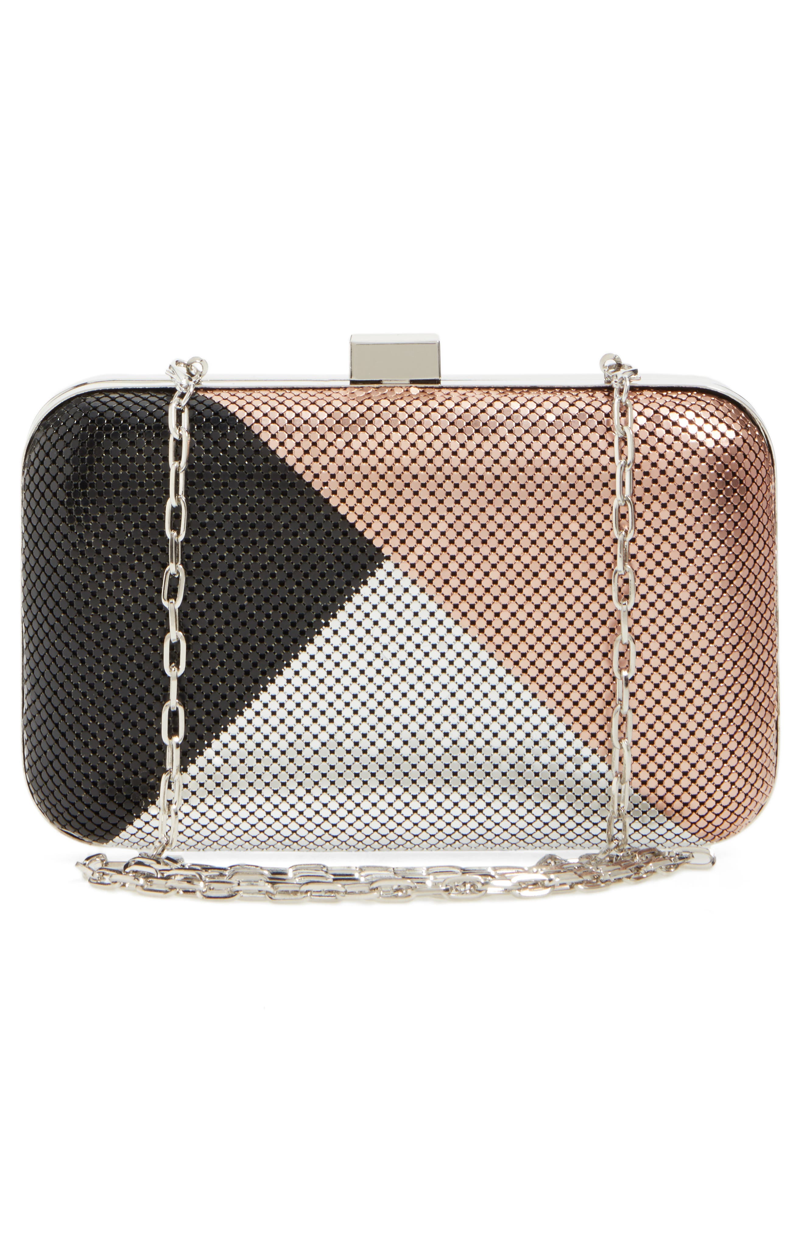 Whiting & Davis Color Block Mesh Box Clutch, Alternate, color, 
