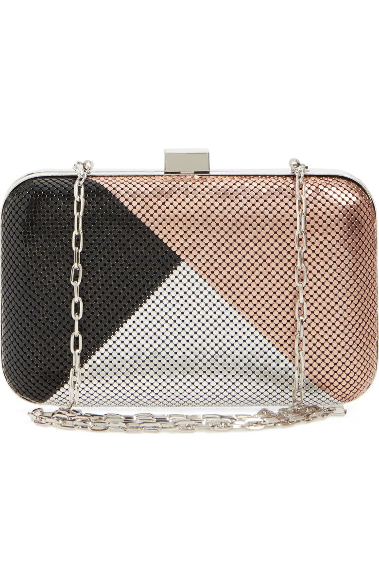 Whiting & Davis Color Block Mesh Box Clutch, Alternate, color,
