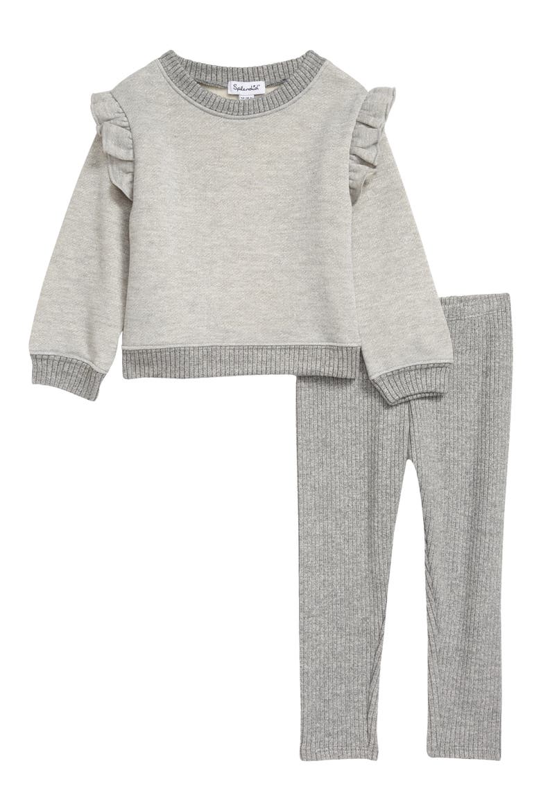 Two-Piece Sparkle Sweatshirt & Leggings Set, Main, color, LIGHT GRAY HEATHER