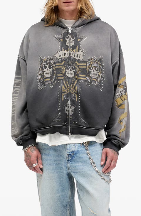 G 'n' R Cross Graphic Zip Hoodie