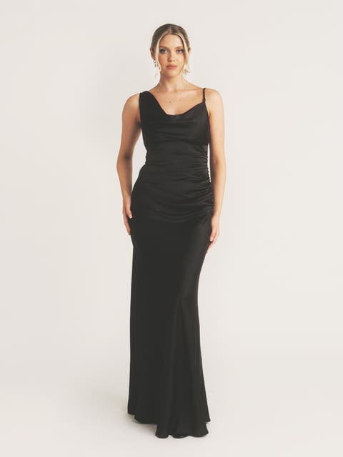 Cowl Front Asymmetric Bridesmaid Dress