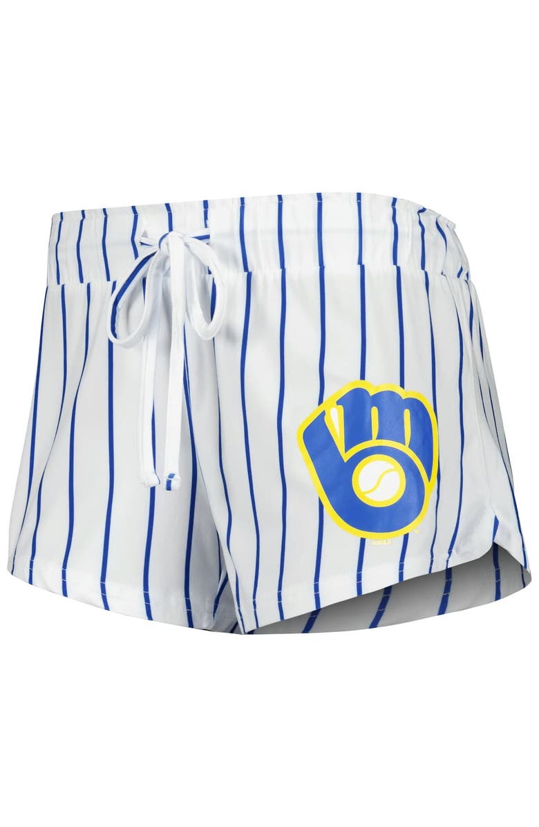 CONCEPTS SPORT Women's Concepts Sport White Milwaukee Brewers Reel Pinstripe Tank Top & Shorts Sleep Set, Alternate, color, White