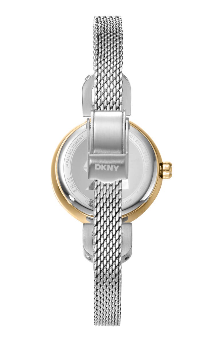 DKNY Signature Shape Mesh Strap Watch, 26mm, Alternate, color, Silver