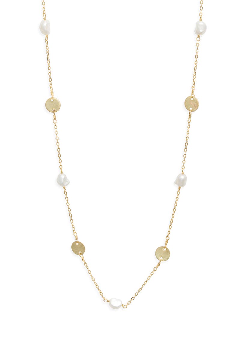 Ella Freshwater Pearl Station Necklace, Main, color, GOLD
