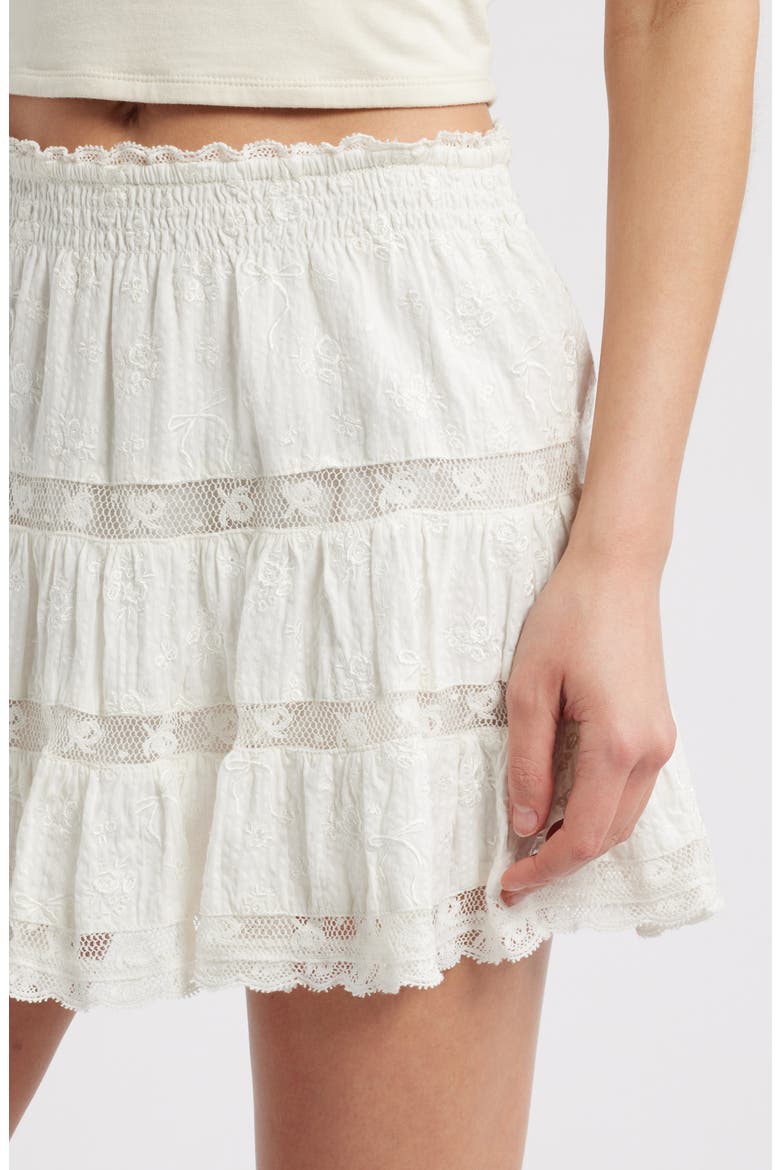 Viro Embroidered Lace Detail Cotton Miniskirt, Alternate, color, WHITE