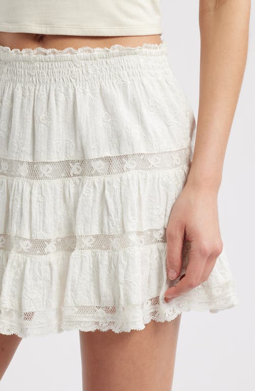 Loveshackfancy Viro Embroidered Lace Detail Cotton Miniskirt In White