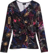 Desigual Doodle Print Asymmetric Ruched Crop Top