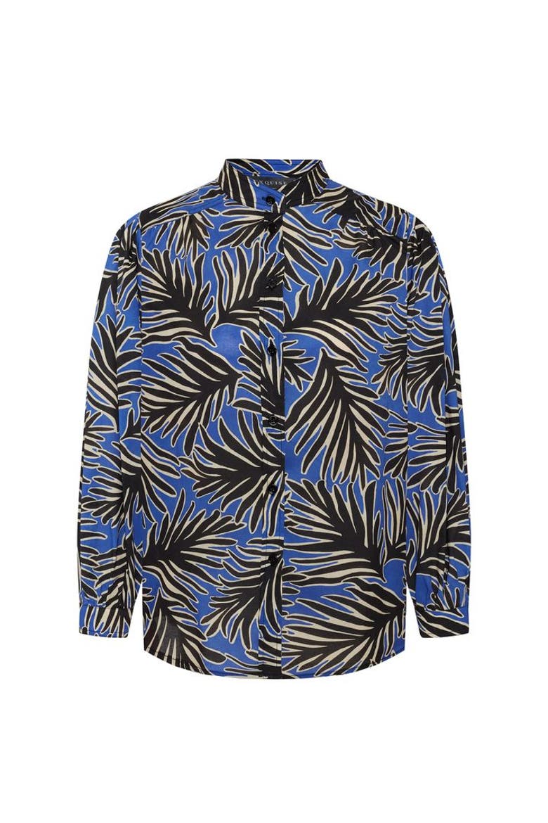 Gracie Cotton Shirt, Alternate, color, Blue and Green Patterned