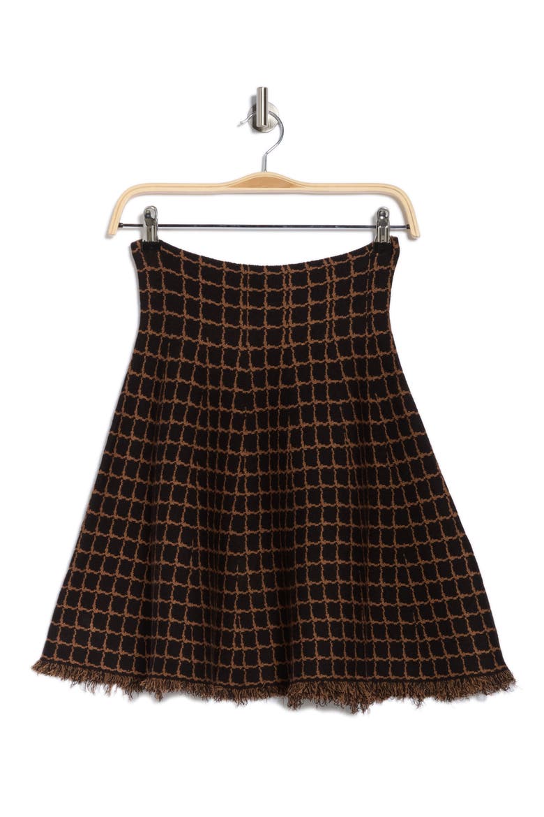 Short Flare Sweater Skirt, Alternate, color, BLACK/ CAMEL-BKCMLWDP