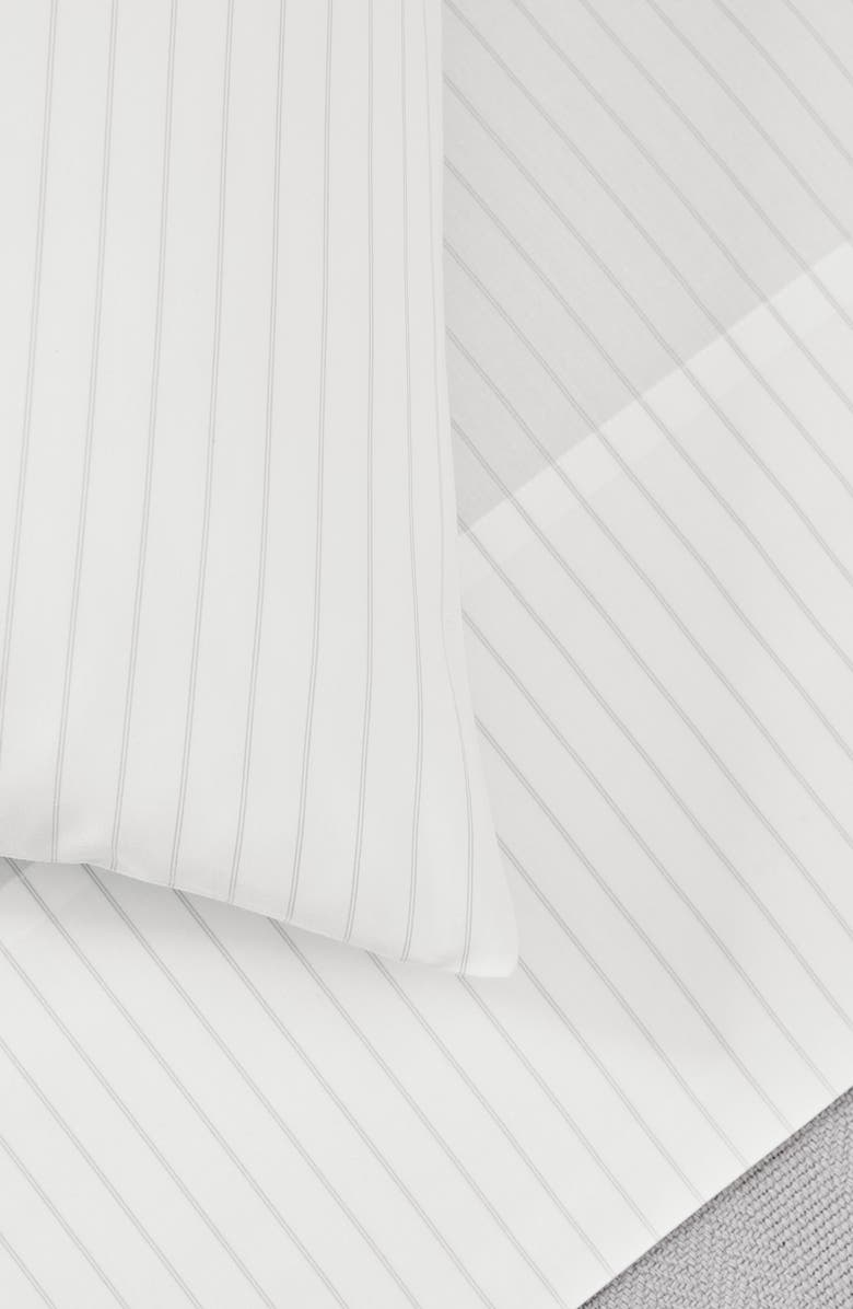 Boll & Branch Simple Stripe Organic Cotton Percale Sheet Set, Alternate, color, Pewter Simple Stripe