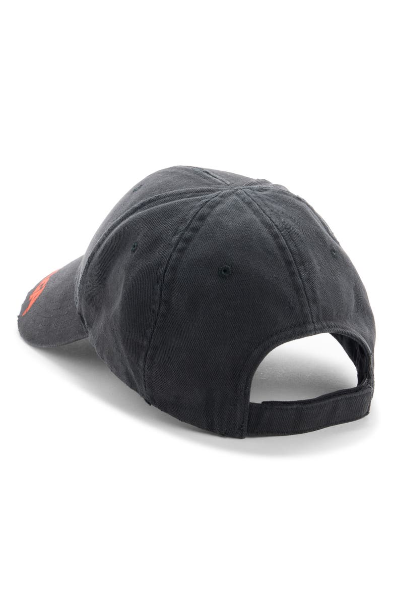 Balenciaga Logo Distressed Cotton Drill Baseball Cap, Alternate, color,