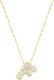Adornia Pavé Bubble Initial Pendant Necklace
