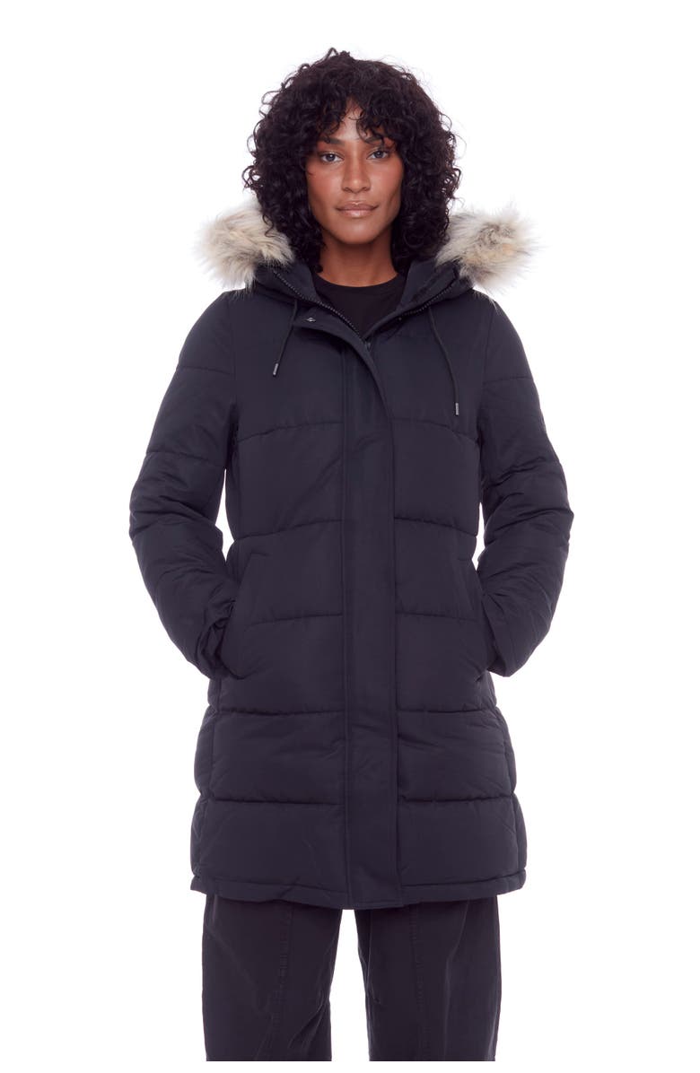 Alpine North AULAVIK - Vegan Down Mid-length Hooded Parka Coat, Alternate, color, Black
