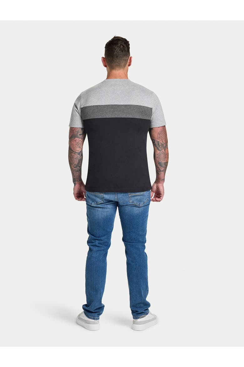 Short Sleeve Crew Neck Panel T-Shirt, Alternate, color, Black