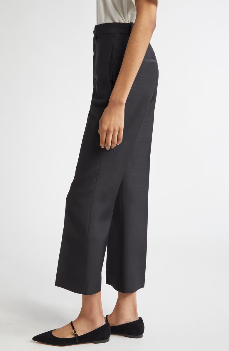 BITE Studios Credo Crop Ruffle Split Hem Wool Trousers, Alternate, color,