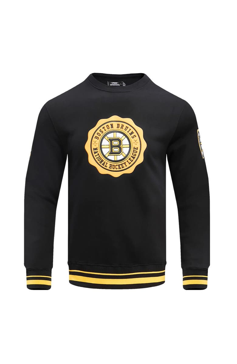 PRO STANDARD Men's Pro Standard Black Boston Bruins Crest Emblem Pullover Sweatshirt, Alternate, color, Black