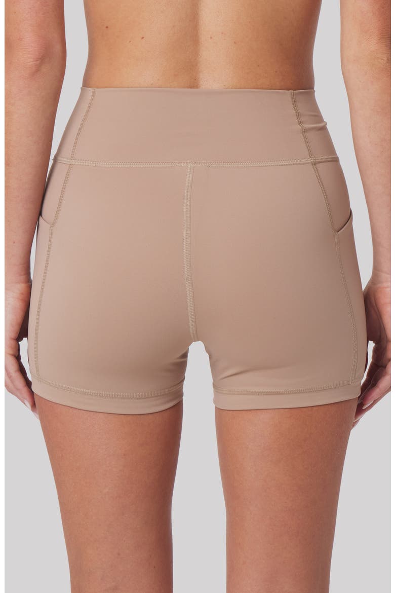 Heather High Waist Pocket Bike Shorts, Alternate, color, SAND