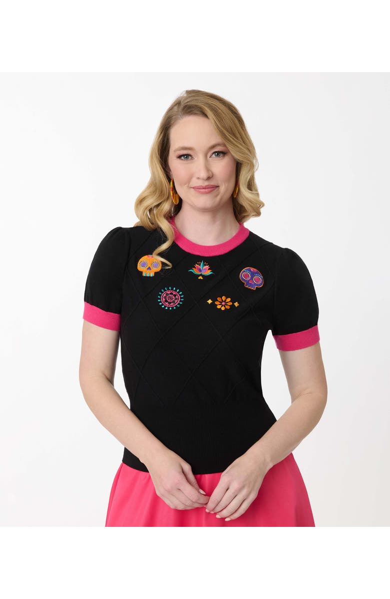 Unique Vintage Embroidered Sweater, Main, color, Black