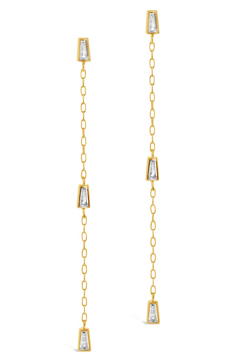 Sterling Forever Rhodium Plated Lillian CZ Drop Stud Earrings, Alternate, color, Gold